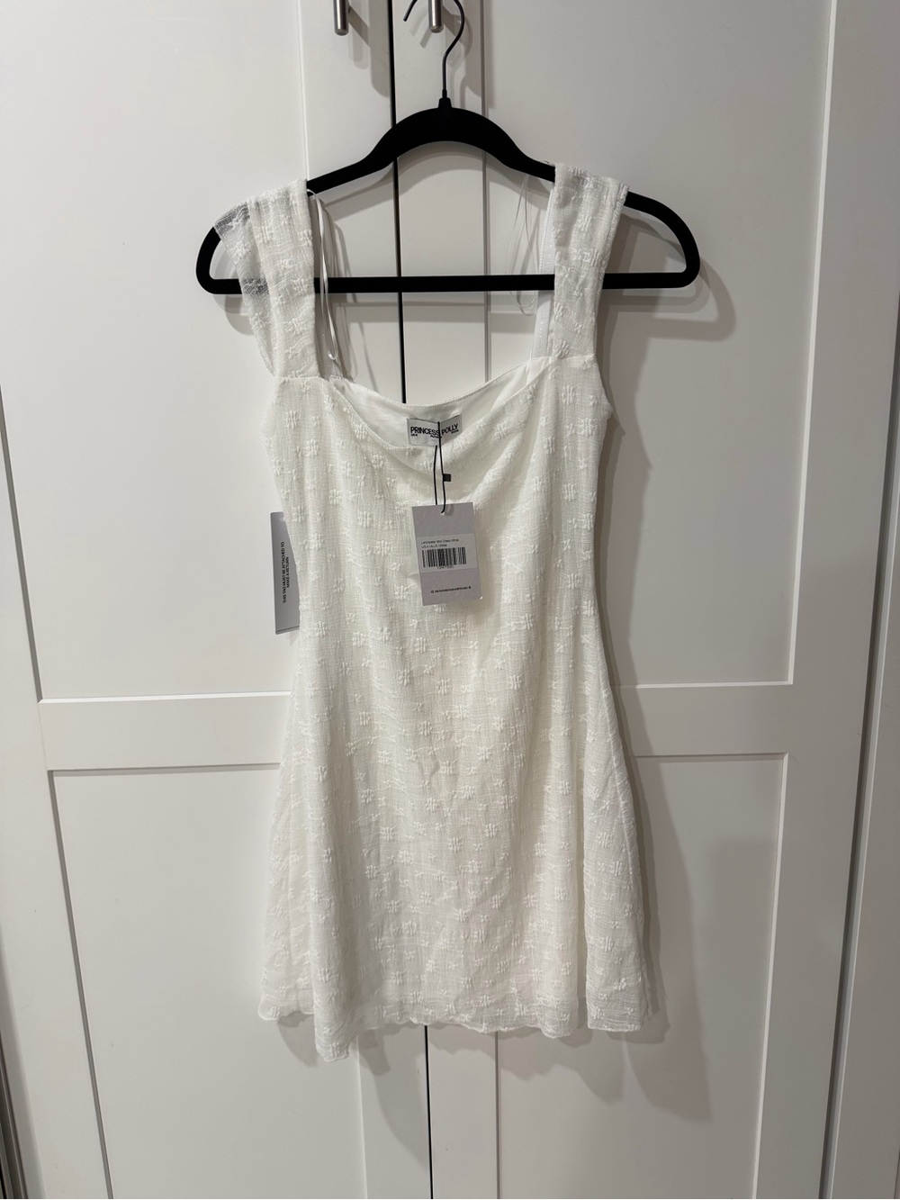NEW Princess Polly Lanchester White Textured Square-Neck Mini Dress - Picture 4 of 8